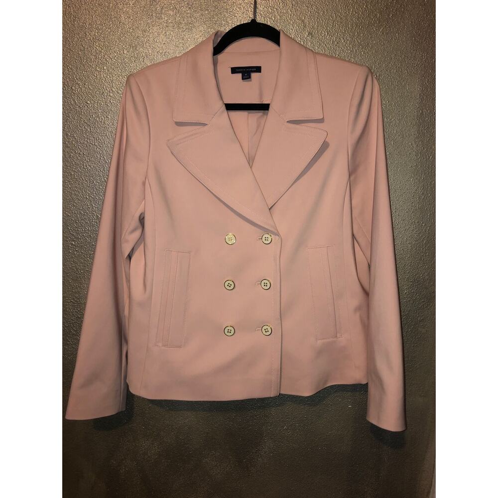 Tommy Hilfiger Preppy Business Academia Office Girly Pink Double Breasted Blazer